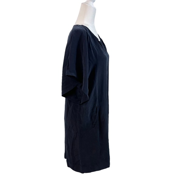Calypso St. Barth Silk Navy Shift dress tunic with flutter sleeves & pockets - Picture 3 of 7